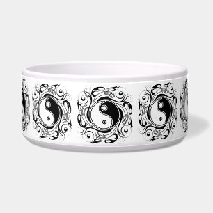 Yin & Yang Symbool Zwarte en Witte Tattoo Stijl Voerbakje