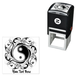 Yin & Yang Symbool Zwarte en Witte Tattoo Stijl Zelfinktende Stempel