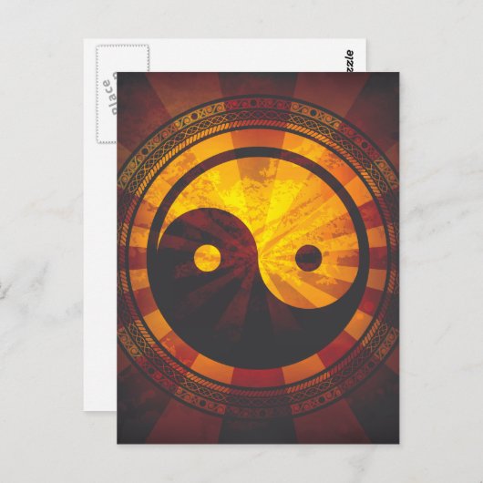  Yin Yang Symboolafdrukken Briefkaart (Voorkant / Achterkant)