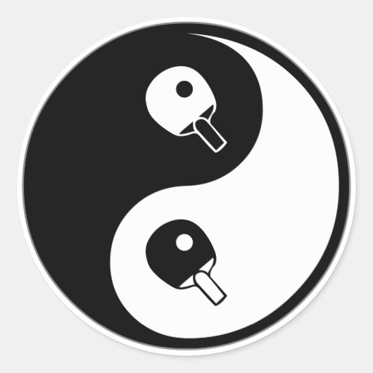 Yin Yang Table Tennis Ronde Sticker (Voorkant)
