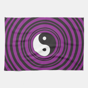 Yin Yang Taijitu symbool Paarse zwarte cirkels Theedoek
