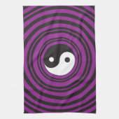 Yin Yang Taijitu symbool Paarse zwarte cirkels Theedoek (Verticaal)