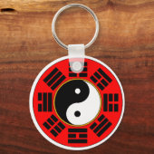 Yin Yang Taoist Chinese Red Bagua Trigram Sleutelhanger (Voorkant)