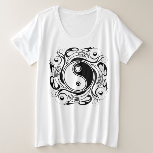 Yin Yang Tattoo Ornamental Style Grote Maat T-shirt (Design voorkant)