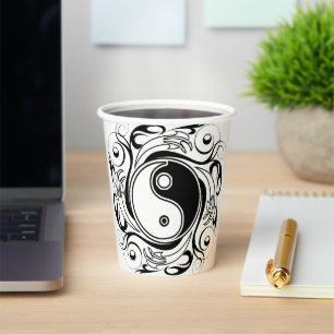 Yin Yang Tattoo Ornamental Style Papieren Bekers
