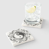 Yin Yang Tattoo Ornamental Style Stenen Onderzetter (Zijkant)