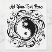 Yin Yang Tattoo Ornamental Style Wijn Etiket (Enkel label)