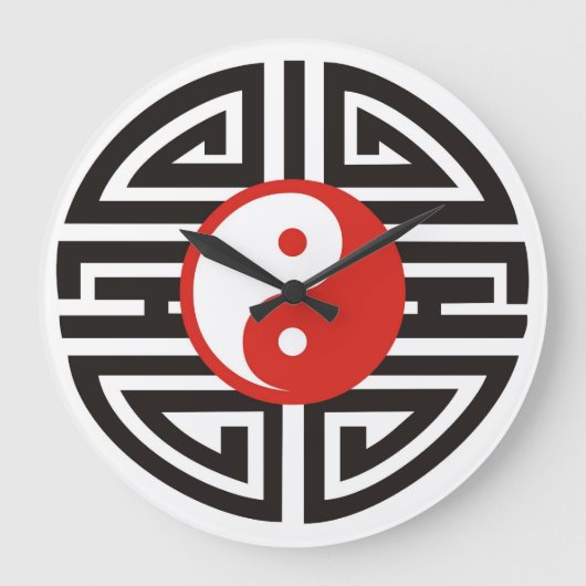 Yin & Yang Tattoo - rood zwart Grote Klok (Voorkant)