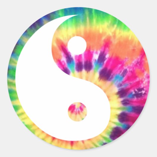 Yin-Yang Tie Dye Ronde Sticker (Voorkant)