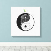 Yin Yang Tiki Warrior Mask Canvas Afdruk (Insitu (Houten vloer))
