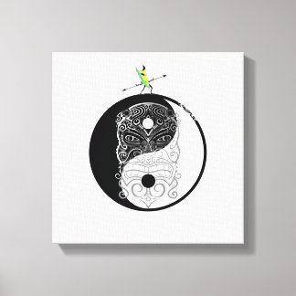 Yin Yang Tiki Warrior Mask Canvas Afdruk