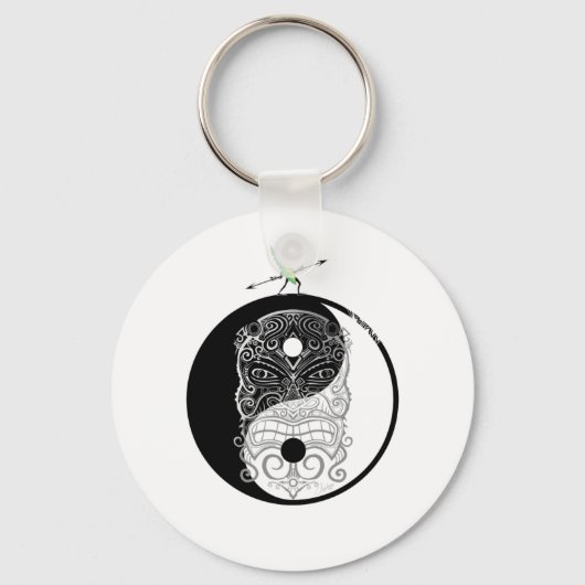 Yin Yang Tiki Warrior Masker Sleutelhanger (Voorkant)