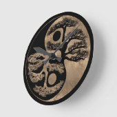 Yin Yang Tree Black en Gold Ronde Klok (Hoek)