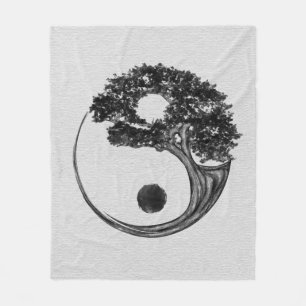 Yin Yang Tree Canvas Fleece Deken