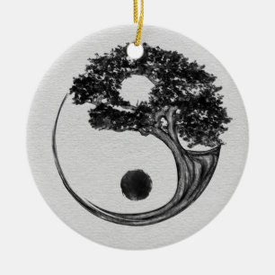 Yin Yang Tree Canvas Keramisch Ornament