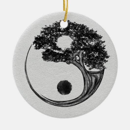 Yin Yang Tree Canvas Keramisch Ornament (Voorkant)