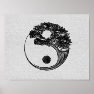 Yin Yang Tree Canvas Poster