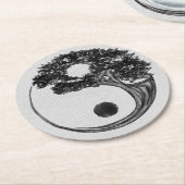 Yin Yang Tree Canvas Ronde Kartonnen Onderzetter (Gebogen)