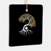 Yin Yang Tree - Golden Leaves Keramisch Ornament (Rechts)