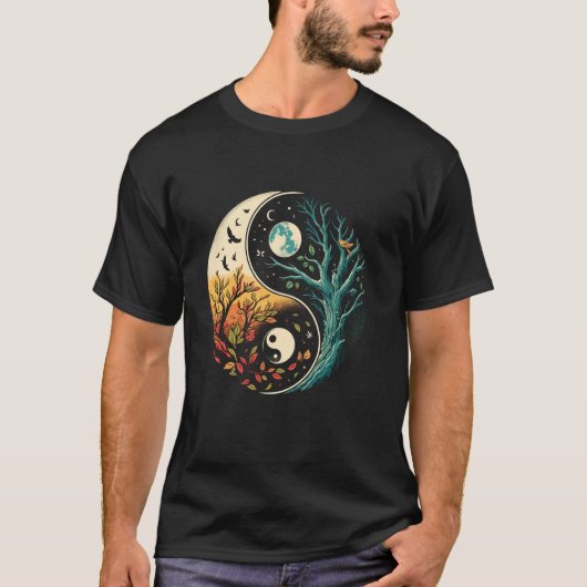 Yin Yang Tree Japans boeddhistisch zen T-shirt (Voorkant)