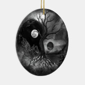 Yin Yang Tree Landscape Black and White Keramisch Ornament (Rechts)