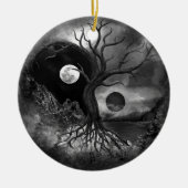 Yin Yang Tree Landscape Black and White Keramisch Ornament (Voorkant)