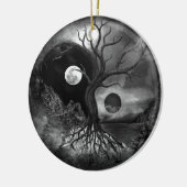 Yin Yang Tree Landscape Black and White Keramisch Ornament (Links)