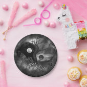 Yin Yang Tree Landscape Black and White Papieren Bordje (Feest)