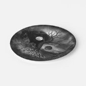 Yin Yang Tree Landscape Black and White Papieren Bordje (Gekanteld)