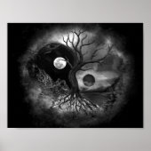 Yin Yang Tree Landscape Black and White Poster (Voorkant)