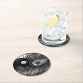 Yin Yang Tree Landscape Black and White Ronde Kartonnen Onderzetter (Insitu)