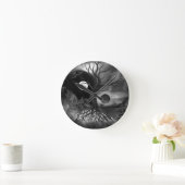 Yin Yang Tree Landscape Black and White Ronde Klok (Huis)