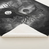 Yin Yang Tree Landscape Black and White Sherpa Deken (3/4)