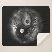 Yin Yang Tree Landscape Black and White Sherpa Deken (Voorkant (horizontaal))
