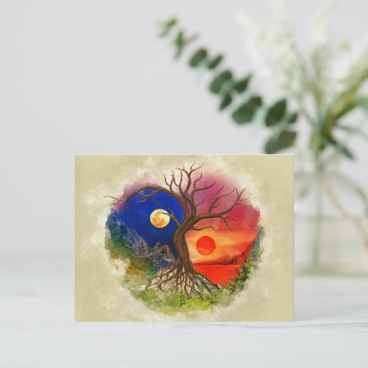 Yin Yang Tree Landschap Briefkaart (Staand voorkant)