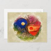 Yin Yang Tree Landschap Briefkaart (Voorkant / Achterkant)