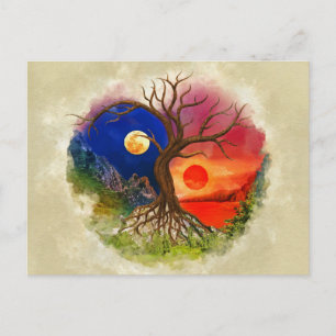 Yin Yang Tree Landschap Briefkaart