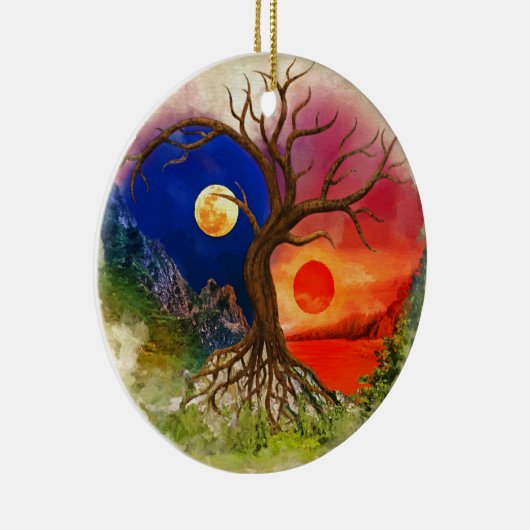 Yin Yang Tree Landschap Keramisch Ornament (Rechts)