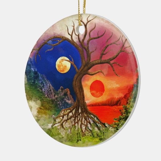 Yin Yang Tree Landschap Keramisch Ornament (Links)