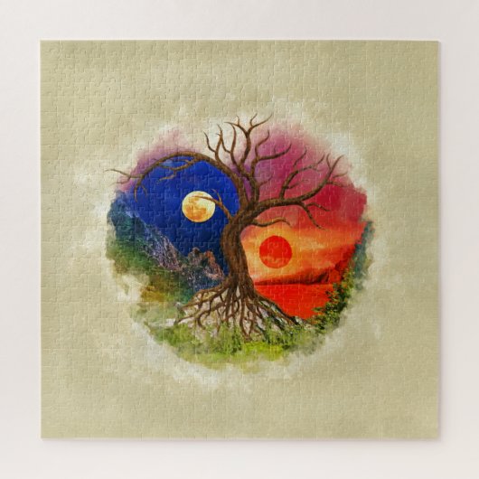 Yin Yang Tree Landschap Legpuzzel (Verticaal)