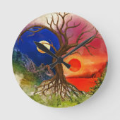 Yin Yang Tree Landschap Ronde Klok (Voorkant)