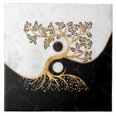 Yin Yang Tree - Marbles and Gold Tegeltje (Voorkant)