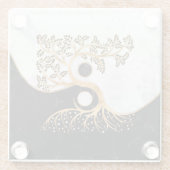 Yin Yang Tree - Marbles en Gold Glazen Onderzetter (Achterkant)