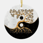 Yin Yang Tree - Marbles en Gold Keramisch Ornament (Voorkant)
