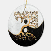 Yin Yang Tree - Marbles en Gold Keramisch Ornament (Links)