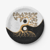 Yin Yang Tree - Marbles en Gold Papieren Bordje (Voorkant)