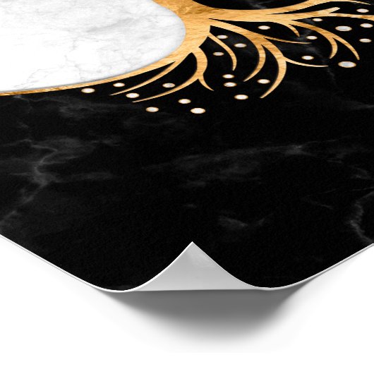Yin Yang Tree - Marbles en Gold Poster (Hoek)
