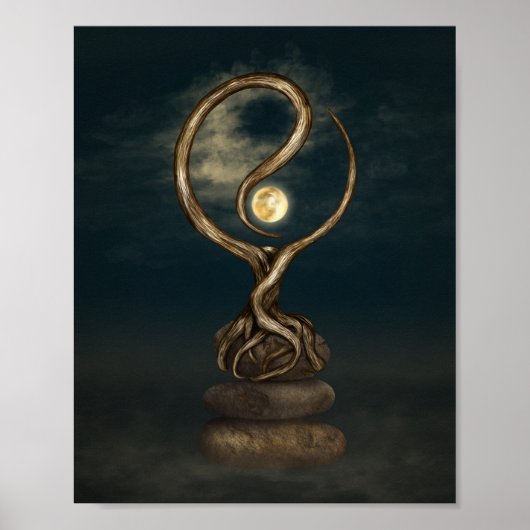 Yin Yang Tree Moonlight Zen Poster (Voorkant)