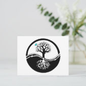 Yin Yang Tree of Life Black & White Briefkaart (Staand voorkant)