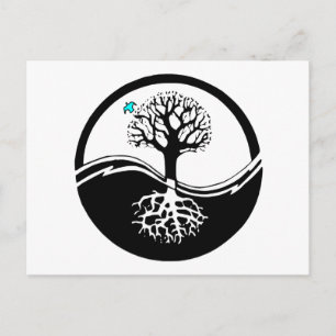 Yin Yang Tree of Life Black & White Briefkaart